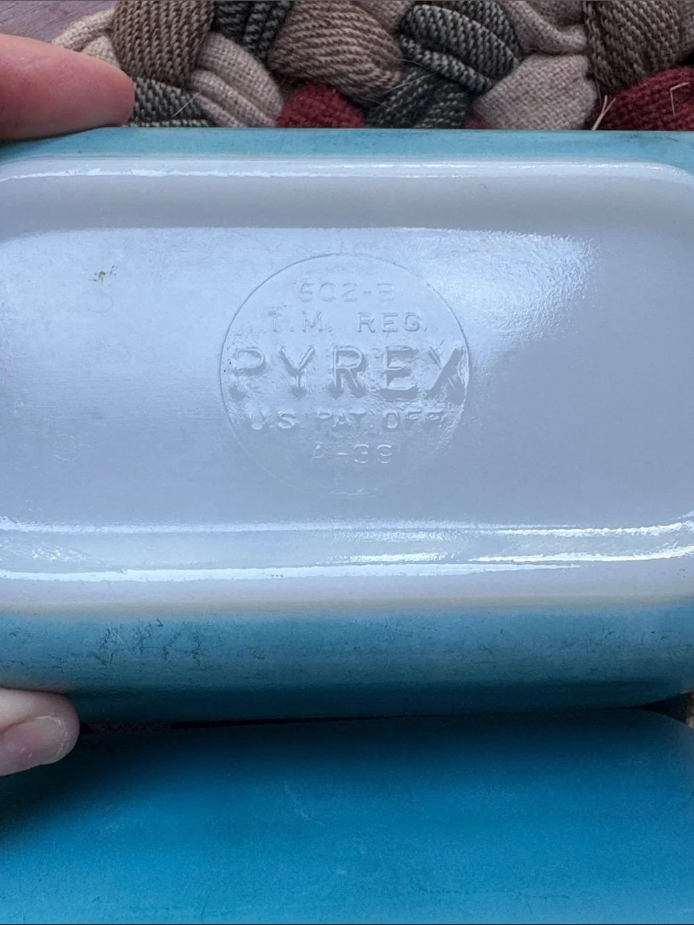 Set of Two Pyrex #502-B Primary Blue Milk Glads Refrigerator Dishes